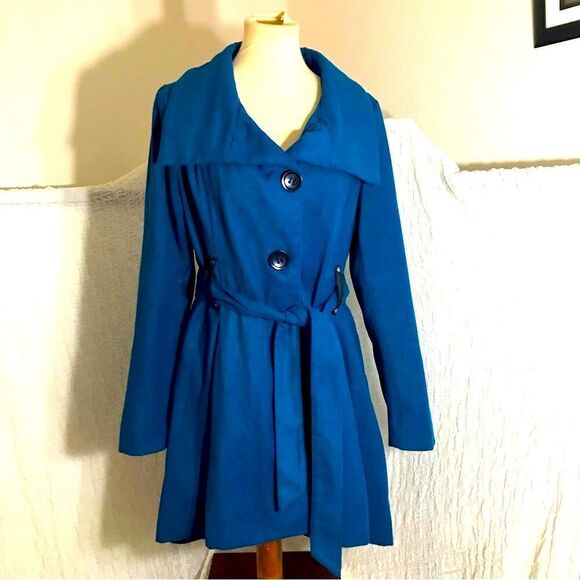 YOKI Teal Wool Blend Coat Size Large - Picture 1 of 12